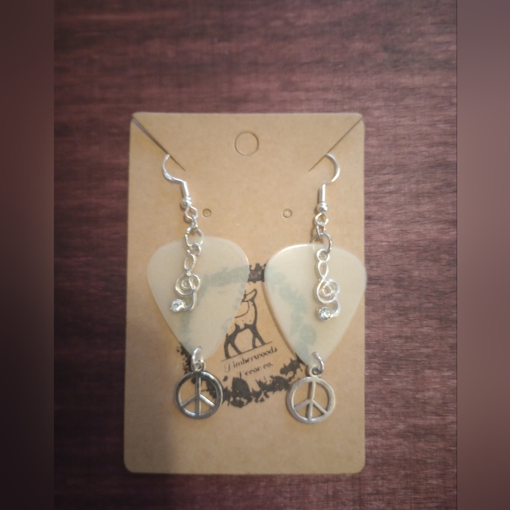 Guitar Pick boho music note earrings